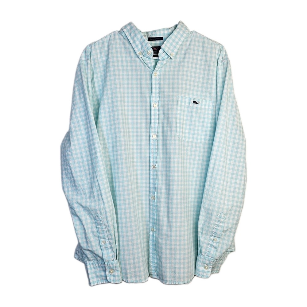 Vineyard Vines Mens XL Slim Fit Tucker  Gingham Check  Button Down Shirt Whale